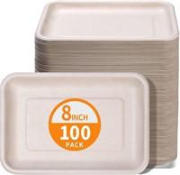 Celel 100 Pack 8 Inch Rectangle Paper Plates Heavy