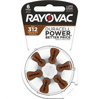 6PK Rayovac Size 312 Hearing Aid Batteries A76