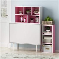 Tropika 31.5 in. Pink/White Faux Wood 5-shelf Stan