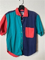 Vintage Color Block Button Up Shirt