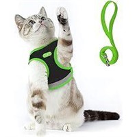 Sz M Supet Cat Harness and Leash Set Blk/Green A21