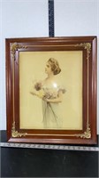 Victorian Framed Picture w/ Ornate Corners