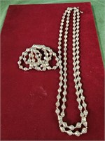 Matching set silver beaded 34" necklace and 5