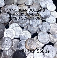 (10) Silver Morgan Dollars - Mixed