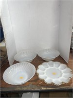 Vintage egg plate and bowls