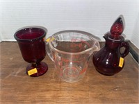 Fire king measuring cup& ruby glass