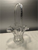 Glass Etched Flower Basket Vase