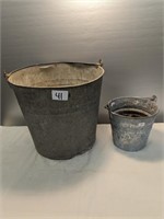 2 Older Galvanized Buckets-1 Large ,1 Small