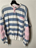 Vintage Striped Blue Pink Crewneck