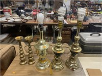 3 lamps and 2 candle holders