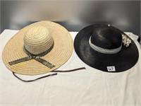 2 Vintage Wide Brim Ladies Floppy Hats