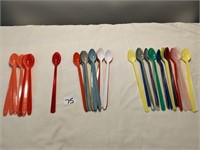 Lot of Vintage Plastic Ice Cream Spoons, 37 Pcs
