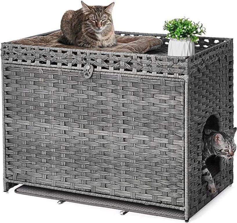 1 Cat Litter Box Enclosure with Soft Litter Mat
