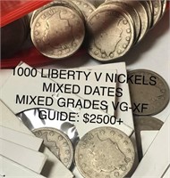 1000 Liberty V/Buffalo Nickels-Mixed