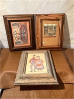 3 pictures in wood frames