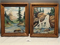 2 Smaller Framed Paint by Number Paintings