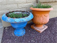 Plastic Planter & Clay Planter with Live Plant