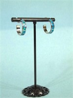 Silver -Toned Earrings w/aqua Loops