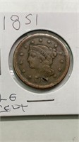 1851 Large cent