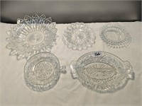 Lot of Pressed Clear Glass -5 Pcs