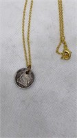 Half dime on sterling chain stamped 925