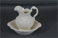 White Ceramic Pitcher and Bowl