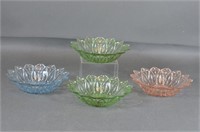 4 Multi-Colored Star Glass Dishes