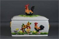 Lidded Porcelain Rooster Container