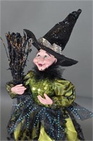 Large Witch in Sequined Outfit w/ Broom