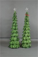 Glittery Green Tall Crafty Metal Christmas Trees