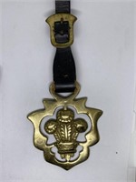 Vintage brass horse harness medallion ornament