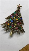 Hollycraft Christmas tree brooch (stamped