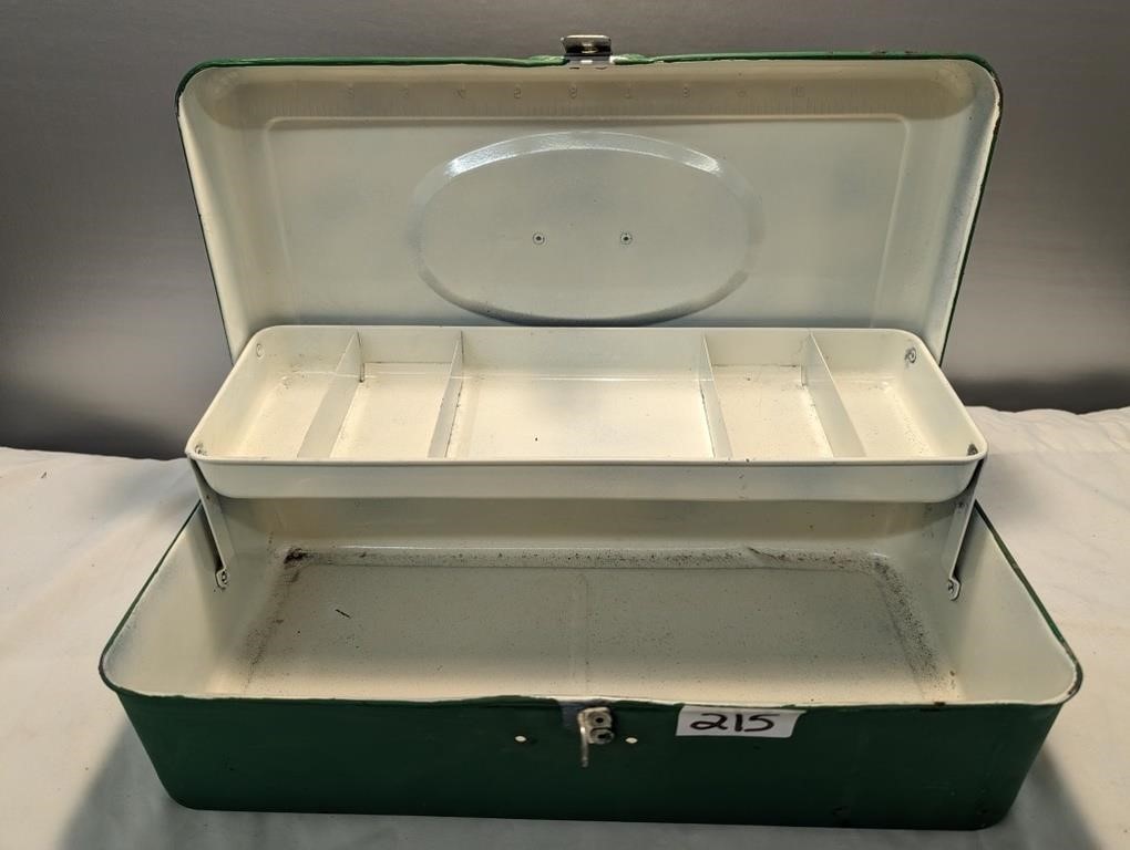Vintage Green Metal Fishing/Tool Box