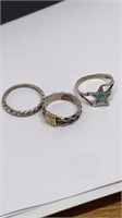 3 stamped sterling 925 rings sizes 3.5-5, 5.4g