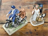 2 Norman Rockwell Porcelain Sculptures "Bicycle