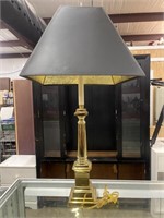 35" tall Brass Lamp Black Shade