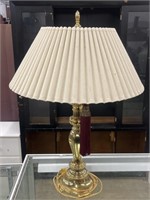 26" Vintage Brass 2-Bulb Lamp with Red Tassel