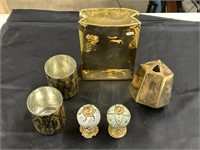 2 Music Box Eggs & 4 Gold Decor Pieces