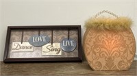 Purse Lamp & "Dance, Love, Sing, Live" Picture