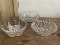 3 Medium Size Glass Bowls Lot