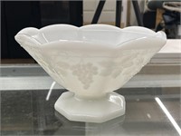 6" tall Milk Glass White Bowl Fruit Design