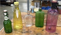 Colored Glass Bottles Snap Tops, Alcohol Liquor