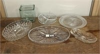 Glass Lot 6 Pieces - 3 Trays, 3 Bowls