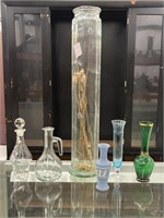 Home Decor/Glass Lot - Tall Vase, Bottle, etc.