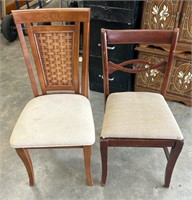 2 Wooden Cloth Bottom Chairs