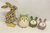 Easter Bunny & Owl Decor Lot