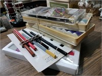 Art supplies color pencils and paint
