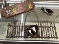 Cactus Theme Lot - Vintage Sign, Wooden Gate, Tray