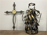 Metal Angel Decoration and Metal Hanging Cross