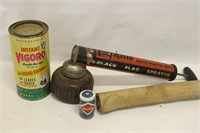 Vintage Tin Lot Vigoro Black Flag Sprayer Batterys